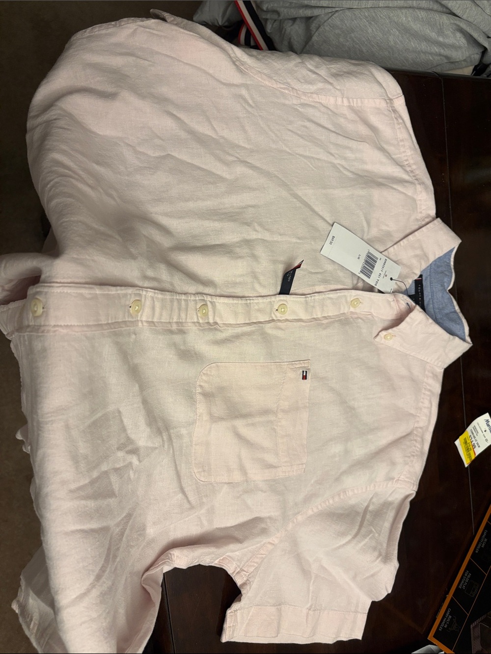 Tommy Hilfiger Pale Pink Short-Sleeve Linen Shirt